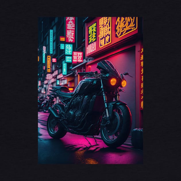 Neon Speedster: Motorcycle Majesty in a Japanese Metropolis by star trek fanart and more